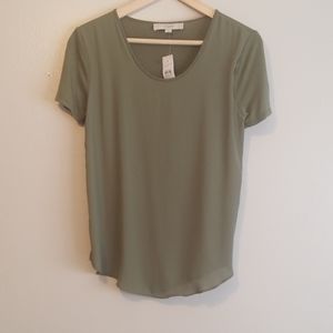 Green Shirt with Sheer Overlay